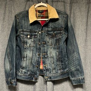 Eddie Bauer Boys Lined Denim Jacket with Corduroy Collar, Large